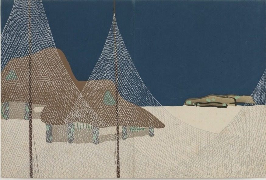 Flowers of a Hundred Worlds (Momoyogusa): Fishing Village (Ryoson) by Kamisaka Sekka (Japanese, 1866–1942)