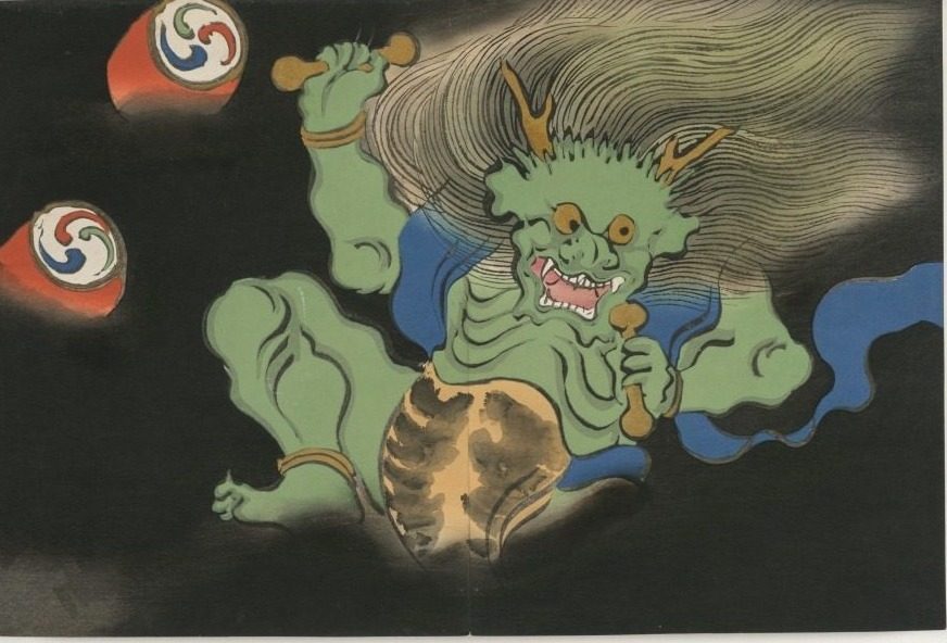 Flowers of a Hundred Worlds (Momoyogusa): God of Thunder (Raijin) (Kaminari) by Kamisaka Sekka (Japanese, 1866–1942)