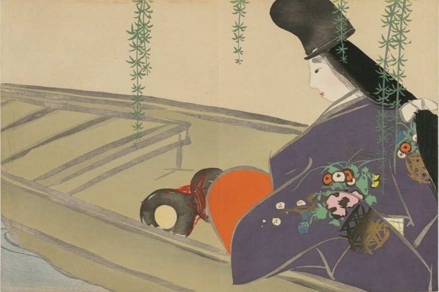 Flowers of a Hundred Worlds (Momoyogusa): Asazuma in Her Boat (Asazuma-bune) by Kamisaka Sekka (Japanese, 1866–1942)