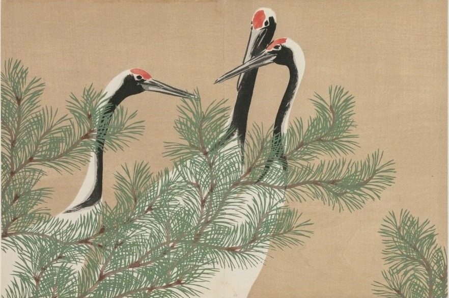 Flowers of a Hundred Worlds (Momoyogusa): Cranes (Tsuru) by Kamisaka Sekka (Japanese, 1866–1942)