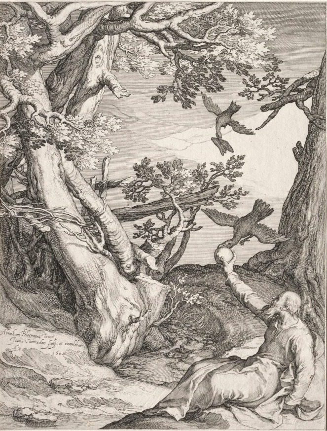 Elijah in the Wilderness Fed by Ravens by Jan Saenredam (Dutch, 1565–1607)