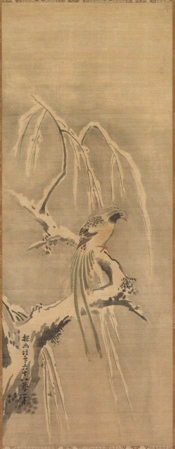 Chinese Bird on Snow-Laden Branch by Kano Tan’yū (Japanese, 1602–1674)