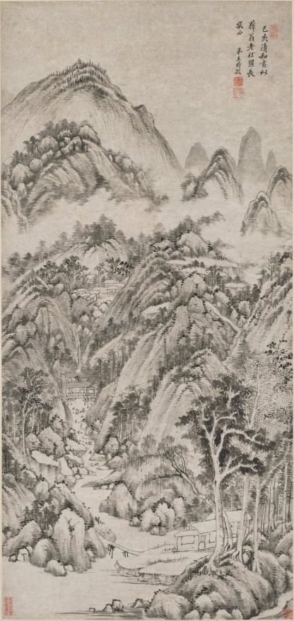 Mountain Village Embraced by the Summer by Wang Shimin (Chinese, 1592–1680)