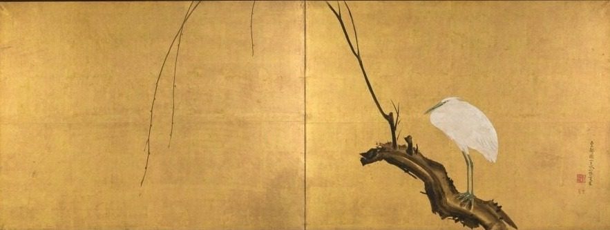 Heron on a Willow Branch by Maruyama Ōkyo (Japanese, 1733–1795)
