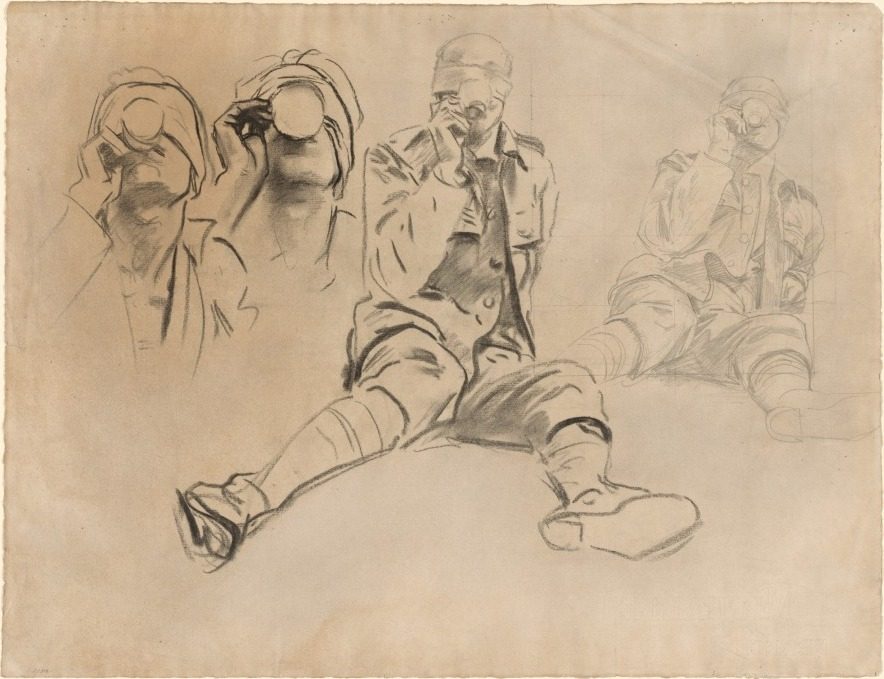 Studies of a Soldier Drinking, for Gassed (recto) by John Singer Sargent (American, born Italy, 1856–1925)