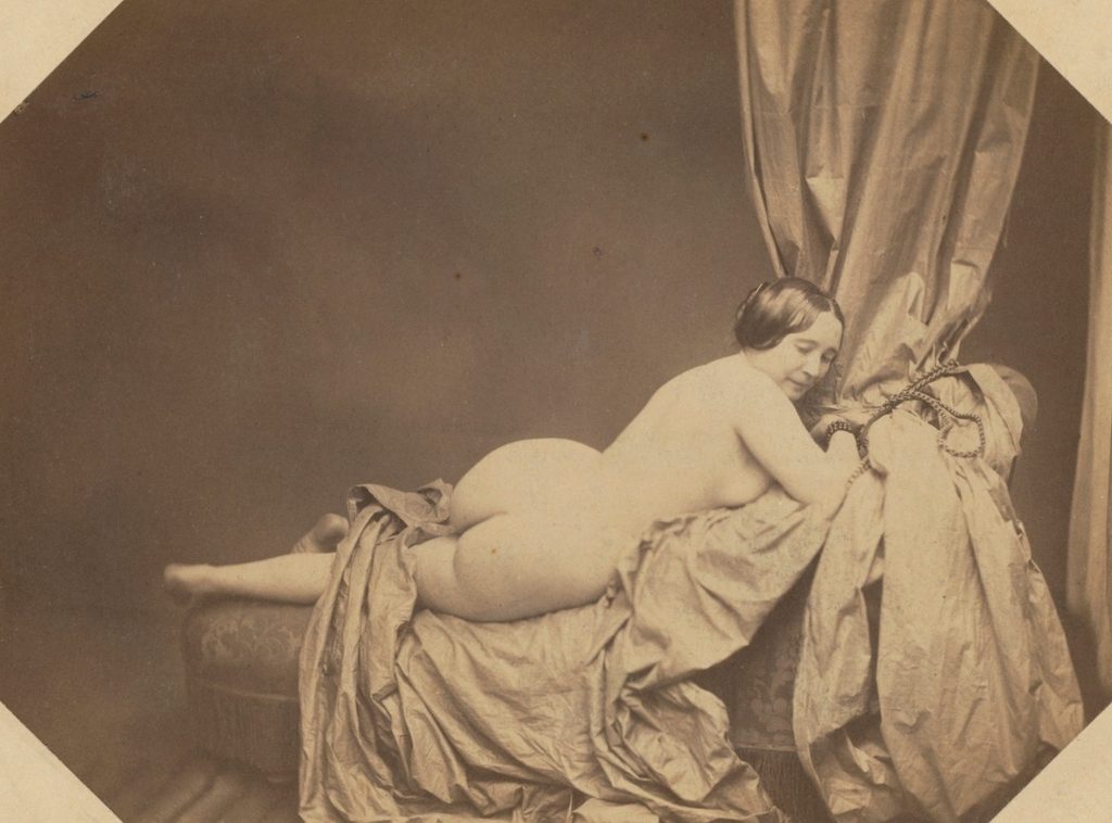 Academic Nude, Reclining on a Sofa by Auguste Belloc (French, 1801-c. 1868)