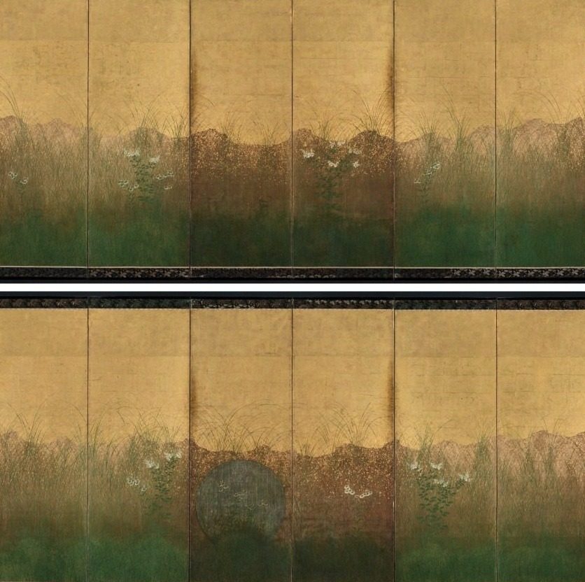 Autumn Evening with Full Moon on Musashino Plain