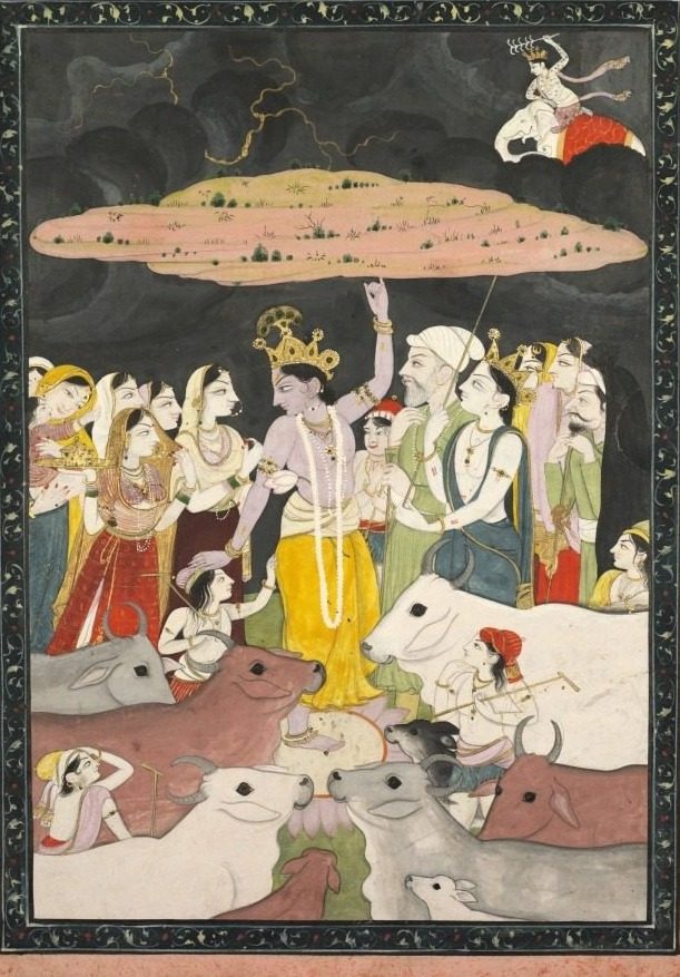 Krishna Lifting Mount Govardhan