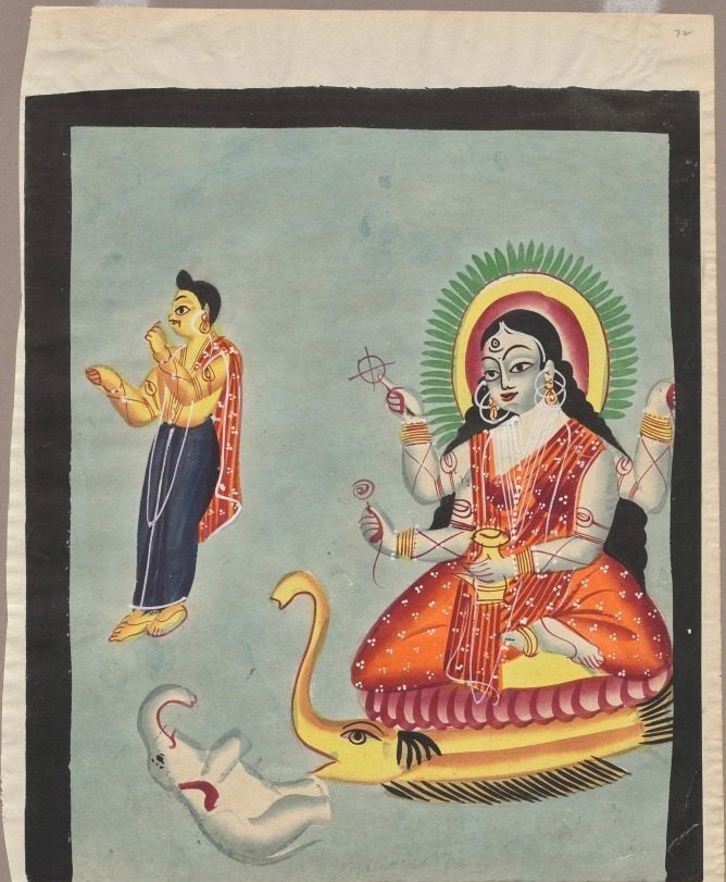 The Goddess Ganga, from a Kalighat album