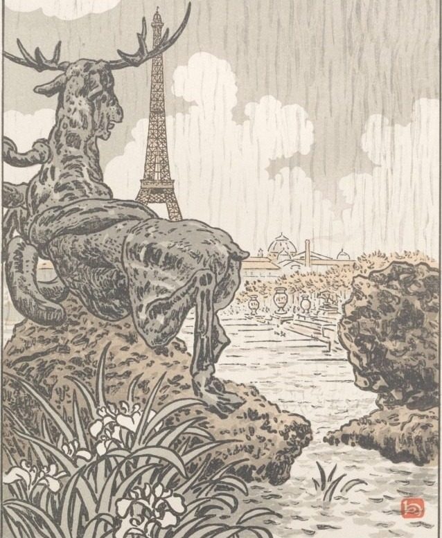 Thirty-Six Views of the Eiffel Tower: From Behind Frémiet's Elk (Trocadero) by Henri Rivière (French, 1864–1951)