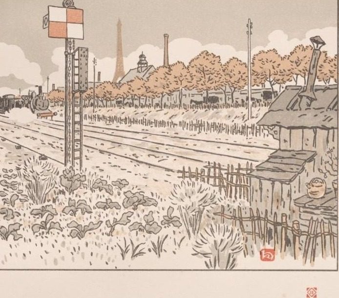 Thirty-Six Views of the Eiffel Tower: From the Quai de Javel (Switchman's Shanty) by Henri Rivière (French, 1864–1951)