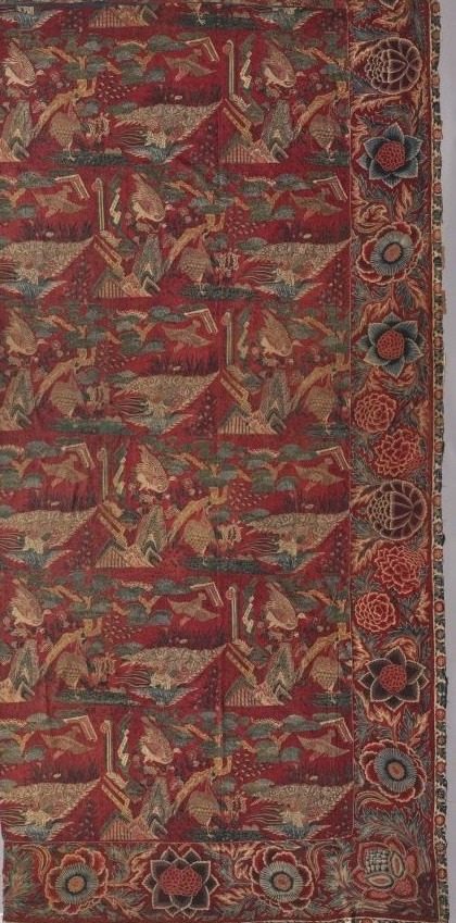 Chintz Bed Cover or Hanging with a Japanese-inspired Pattern, Right Half