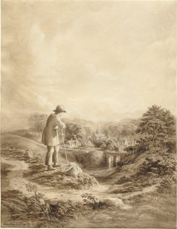 Landscape with Figure in Foreground by Cornelius Varley (British, 1781–1873)