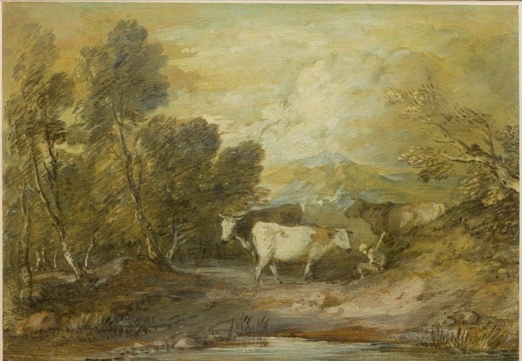 A Herdsman with Three Cows by an Upland Pool by Thomas Gainsborough (British, 1727–1788)