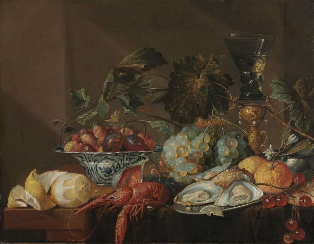 Still-Life with Crayfish, Oysters, and Fruit by Cornelis de Heem (Flemish, 1631–1695)
