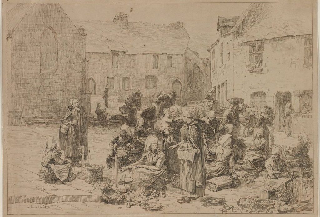 The Apple Market at Landerneau by Léon Augustin Lhermitte (French, 1844–1925)