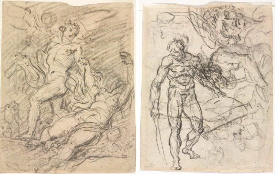 Orpheus and Eurydice (recto); Figure Studies (verso) by Jean-Honoré Fragonard (French, 1732–1806)