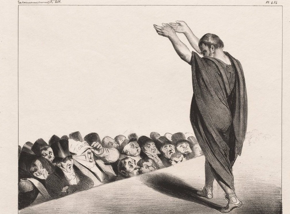 Athenians Beware of Phillip! (Demosthenes to the Athenians) by Honoré Daumier (French, 1808–1879)