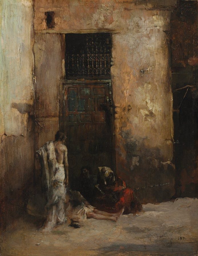 Beggars by a Door by Mariano Fortuny (Spanish, 1838–1874)