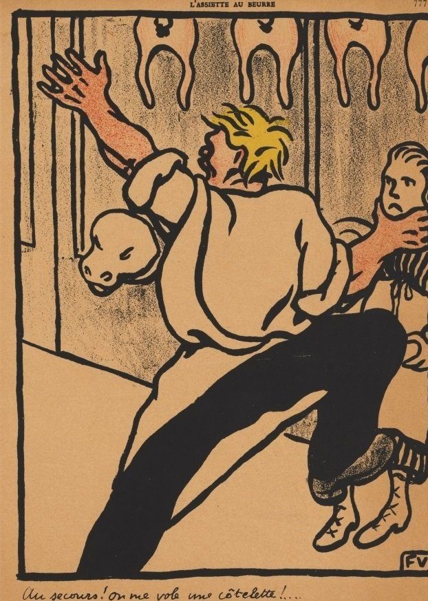 Help! My cutlet's being stolen! by Félix Vallotton (Swiss French, 1865–1925)