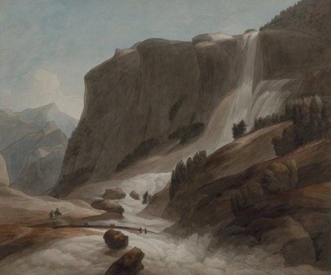 Waterfall between Chiavenna and Mount Splügen by Francis Towne (British, 1739/40–1816)