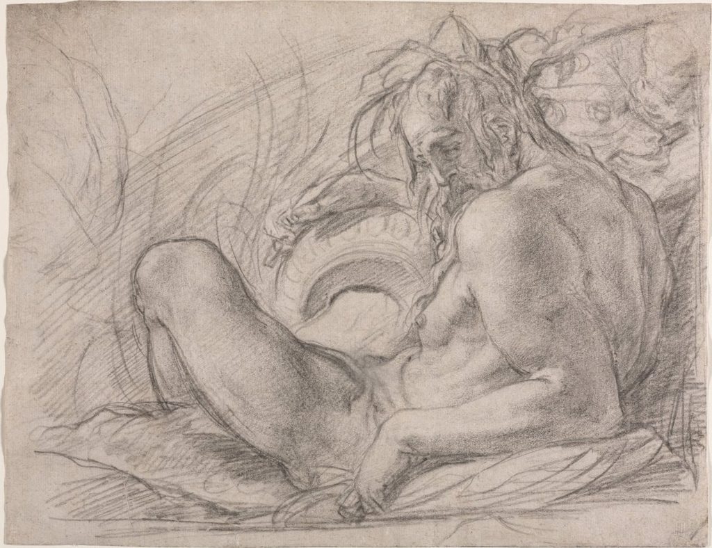 The River God Tiber (Study for a fresco, Miracle of the Snow, or the Foundation of Santa Maria Maggiore, Rome in the Canigiani chapel of S. Felicita, Florence) by Bernardino Poccetti (Italian, 1548–1612)