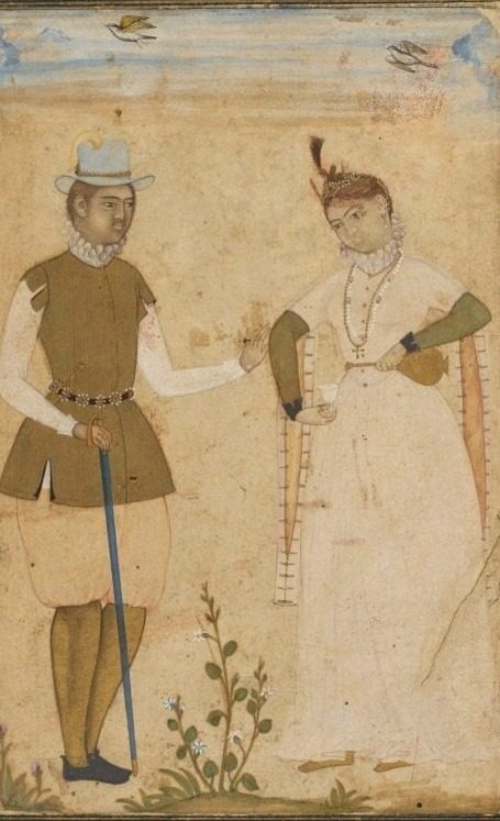 A European Couple by Ali Riza, the "Bodleian Painter" (Indian)