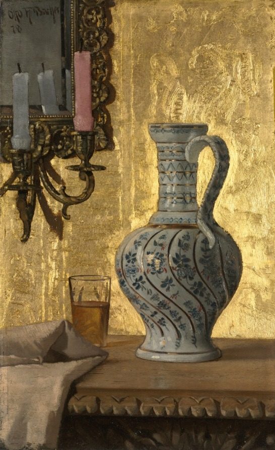Pitcher and a Glass on a Table by Otto H. Bacher (American, 1856–1909)