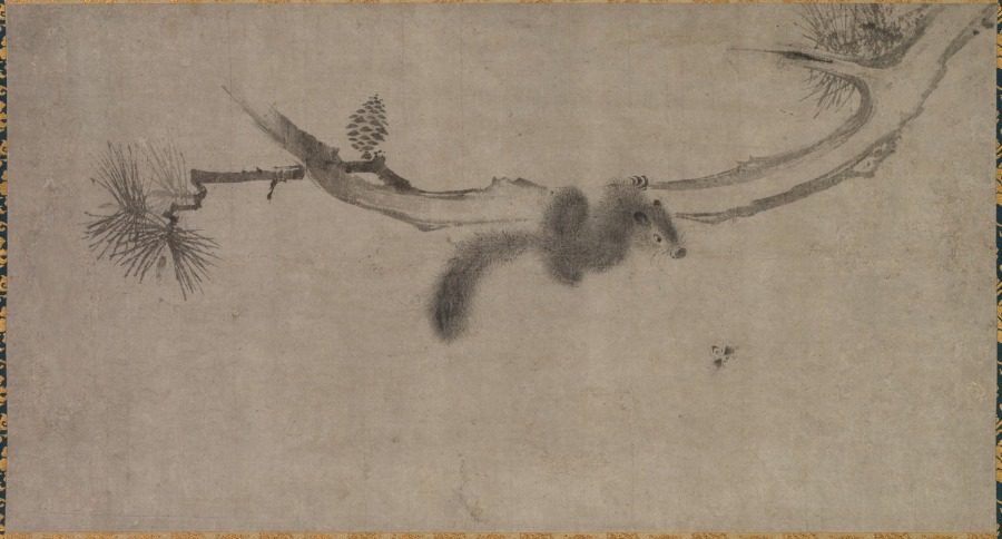 Squirrel on a Pine Branch by Song Tian (Chinese, active 1300s)