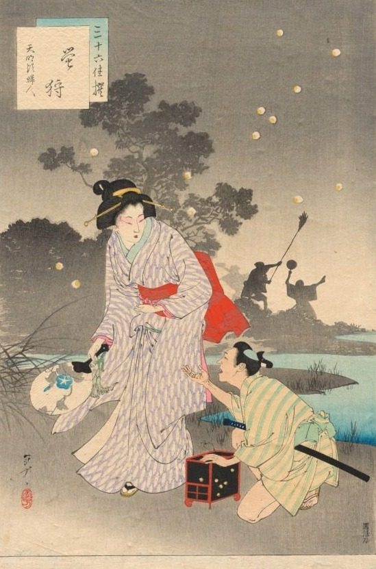 Chasing Fireflies, A Lady of the Tenmei Era (1781-1789), from the series Thirty-six Elegant Selections by Mizuno Toshikata (Japanese, 1866–1908)