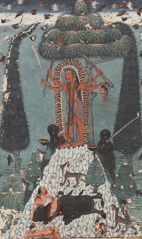 Goddess standing on a mountaintop by Master of the court of Mandi (Indian)