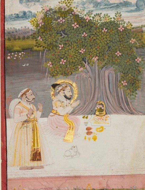 Maharana Sangram Singh II (r. 1710–34) Worshipping a Linga Under a Banyan Tree