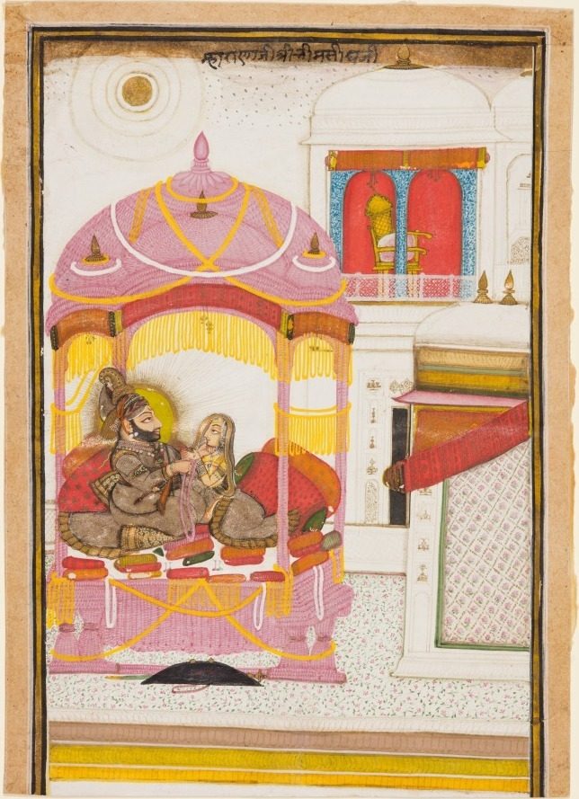 Maharana Bhim Singh of Mewar (r. 1778–1828) with a Consort by Chokha (Indian, active c. 1799–1824)