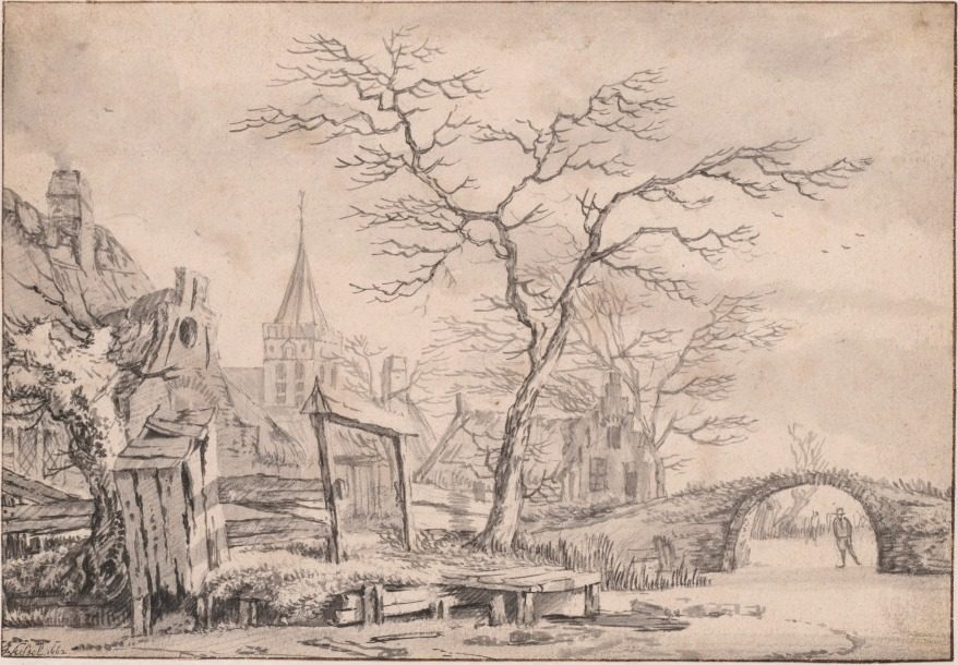 Winter Landscape with Skater by Jan van Kessel (Dutch, 1641–1680)