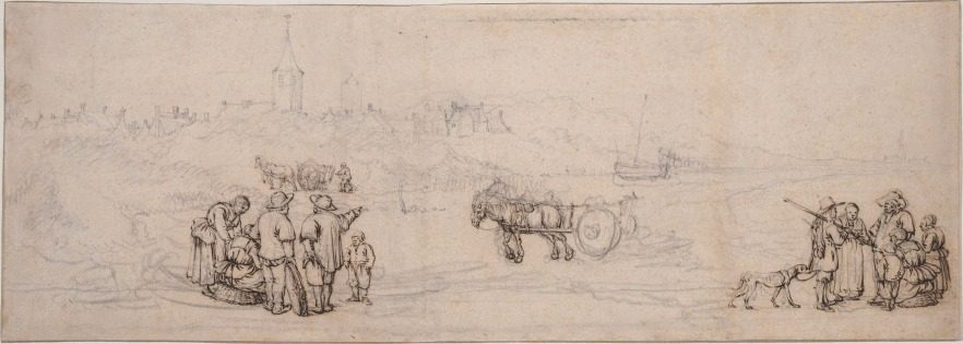 Dune Scene with Peasant Figures by Willem van de Velde (Dutch, c. 1611–1693)