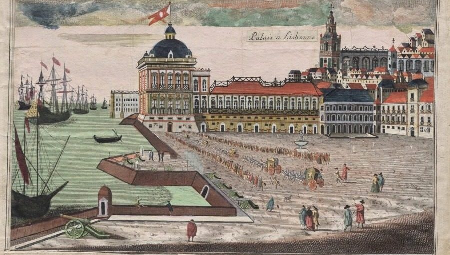 Vista y Prospettiva del Palacio del Rey de Portugal en Lisbona by George Balthazar Probst (German, 1732–1801)