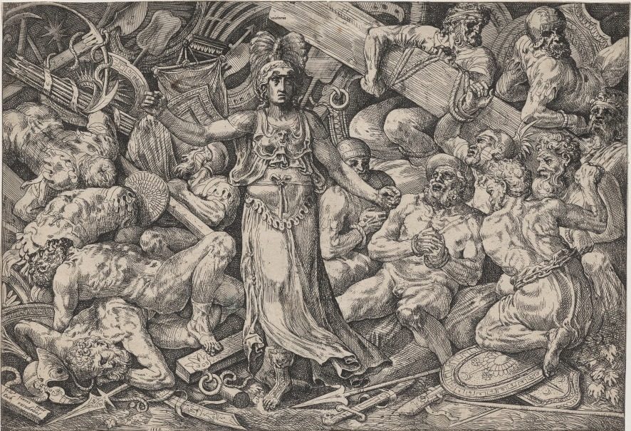 Victory Surrounded by Prisoners and Trophies by Frans Floris the Elder (Flemish, 1509–1570)