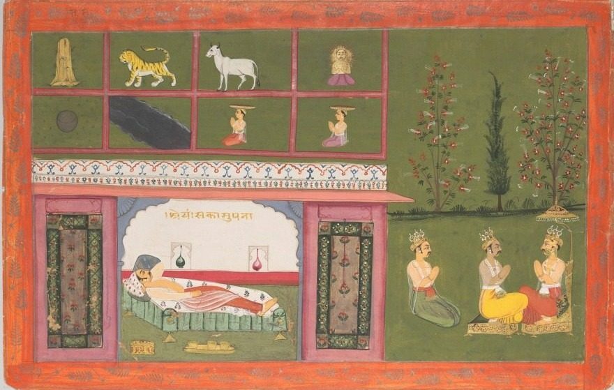 Prince Shreyamsa dreams of the coming of Rishabha, from a Panchakalyanaka (Five Auspicious Events)