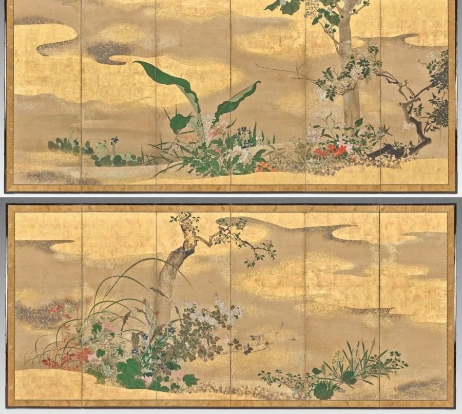 Flowers and Trees of the Four Seasons by Watanabe Shikō (Japanese, 1683–1755)