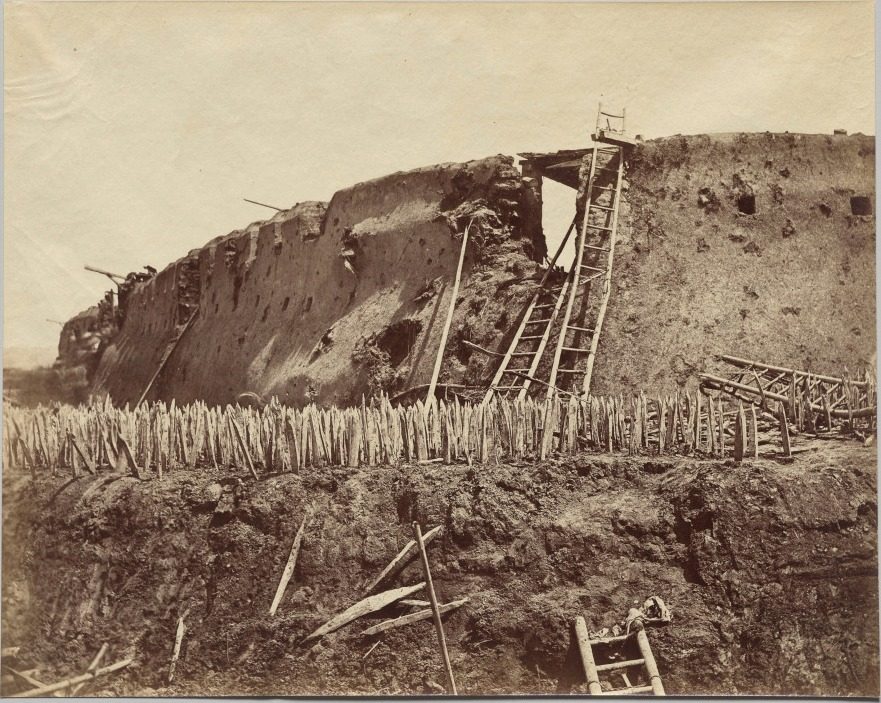 Angle of Taku Fort at which the French entered by Felice A. Beato (British, 1832–1909)