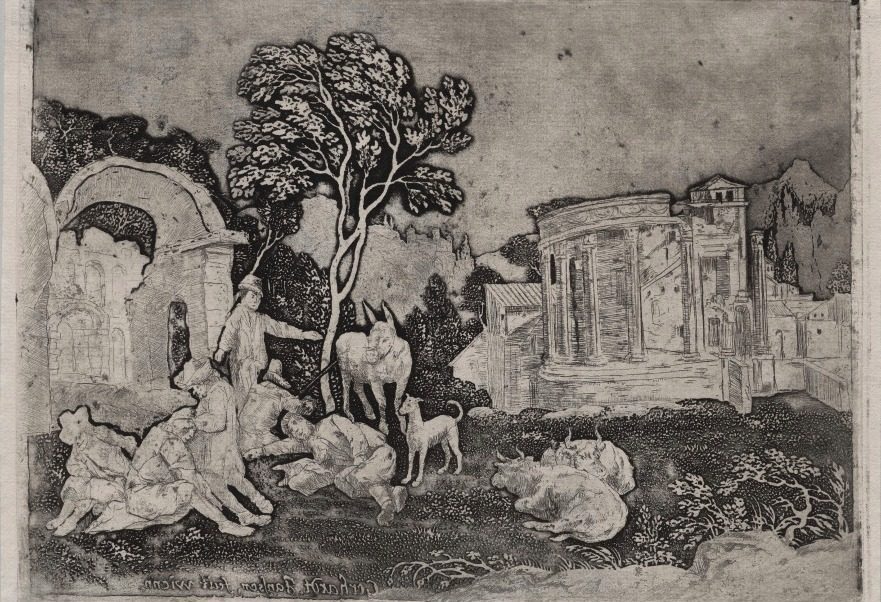 Pastoral Landscape with Ruins by Gerhardt Janssen (Dutch, 1636–1725)