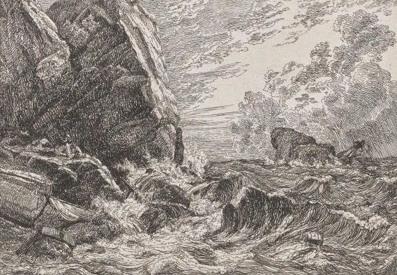 Norwegian Seacoast During a Storm by Johan Christian Clausen Dahl (Norwegian, 1788–1857)