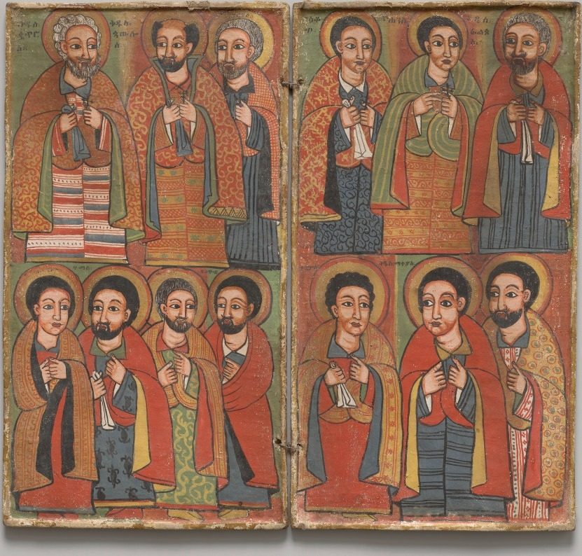 Diptych with Twelve Apostles & St. Paul by Workshop or Circle of Wäldä Maryam (Ethiopia, active mid- to late 1600s-early 1700s)