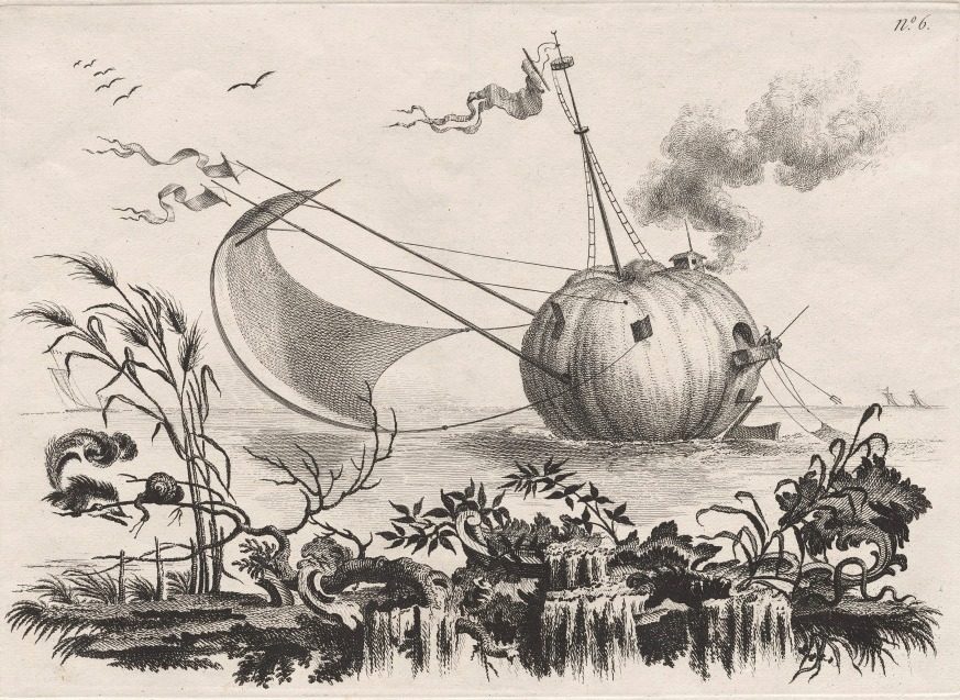 A Pumpkin Used as a Fishing Boat by Filippo Morghen (Italian, 1730–after 1807)