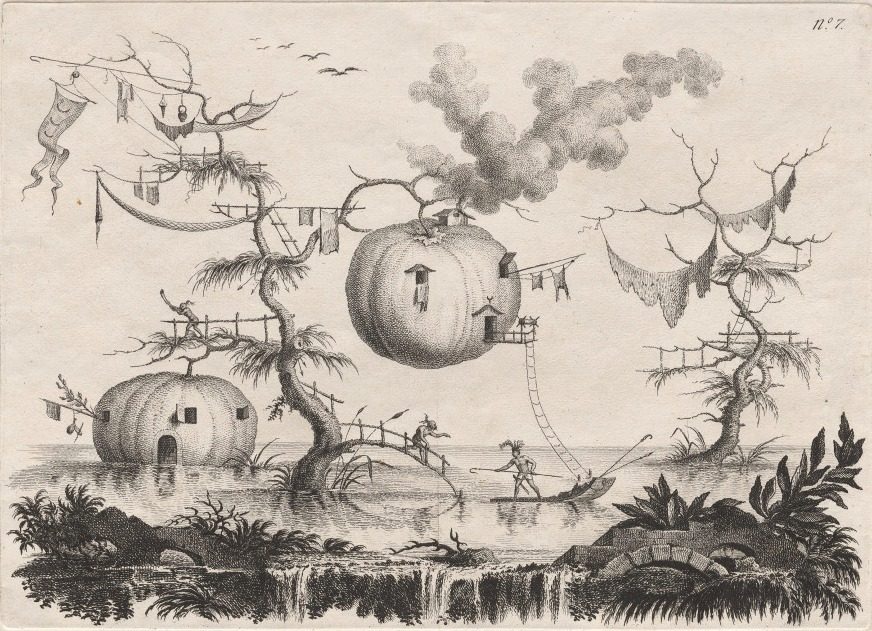 Pumpkins Used as Dwellings to Be Secure against Wild Beasts by Filippo Morghen (Italian, 1730–after 1807)