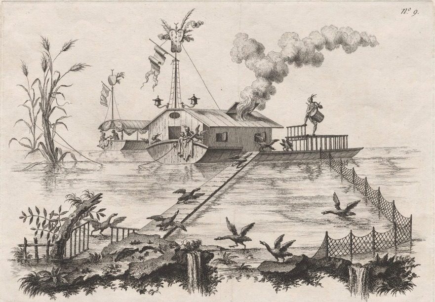 A House on Water, and a New Way to Summon Geese by the Beat of a Drum by Filippo Morghen (Italian, 1730–after 1807)