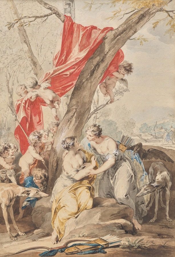 Jupiter (in the guise of Diana) and Callisto by Jacob de Wit (Dutch, 1695–1754)