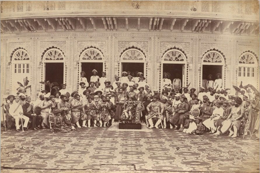 Maharaja of Scindia, nobles, and high officials, Gwalior by Raja Deen Dayal (Indian, 1844–1905)