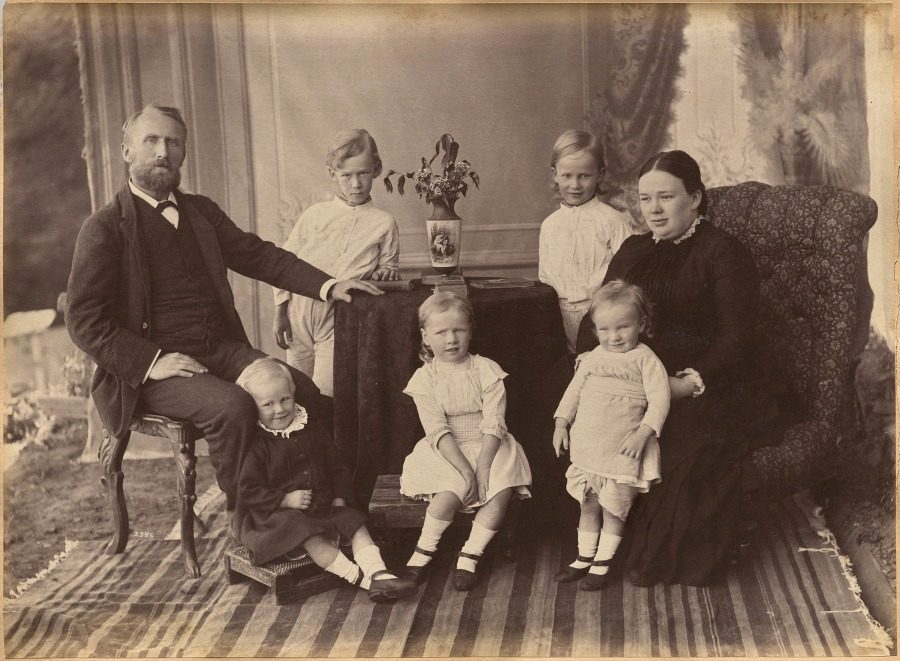 Mr. Robert Holtz and family (verso) by Raja Deen Dayal (Indian, 1844–1905)