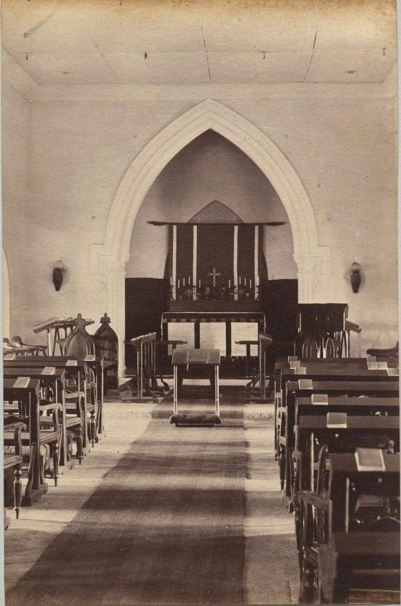 Interior of Church, Neemuch (recto, right) by Raja Deen Dayal (Indian, 1844–1905)